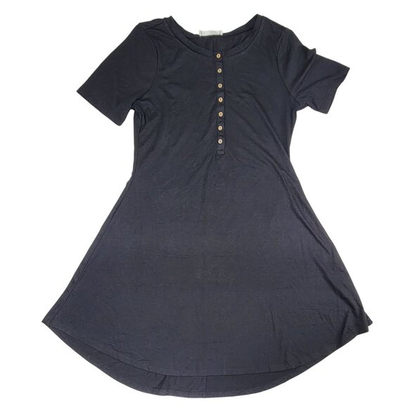 Zenana Outfitters Dresses & Skirts - Zenana Dress Casual Short Sleeve Henley Style Dress Medium Black Womens NWOT